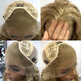 Yeknu  Ash Blonde Wig Loose Body Wave Synthetic Lace Front Wigs Long Curly Natural Wavy Honey Colored Hair 13X4 Frontal Wigs for Women