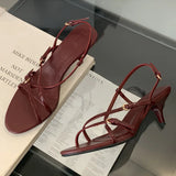 Yeknu  Summer Fashion Gladiator Narrow Band  Open Toe Women Sandals Thin Low Heel Party Shoes
