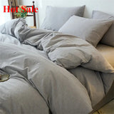 Yeknu  Premium 100% Washed Cotton Yarn-Dyed 4-Piece Duvet Set (1 Duvet Cover + 2 Pillowcases + 1 sheet), Ultra-Soft Bedding Set
