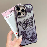 Yeknu  Women Girl's Diamond Butterfly Case for iPhone 16 17 11 12 13 14 15 Pro Max 16 Plus Air Transparent Plating Soft Silicone Cover