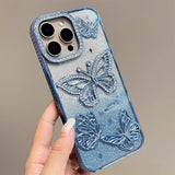 Yeknu  Women Girl's Diamond Butterfly Case for iPhone 16 17 11 12 13 14 15 Pro Max 16 Plus Air Transparent Plating Soft Silicone Cover