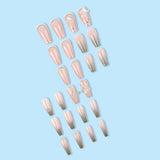 Yeknu  24 long coffin shaped press on nails 3D butterfly gorgeous fake nails with 1 nail glue and 1 nail file QXJ-CZ044