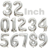 Yeknu  32Inch Number Foil Balloon Rose Gold Silver Digit 0-9 Globos Happy Birthday Party Decor Wedding Anniversary Baby Shower Supplies