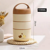 Yeknu  1590ml Large Capacity Stainless Steel 304 Lunch Box Leak-Proof Multilayer Thermal Bento Box Adult Student Soup Food Container