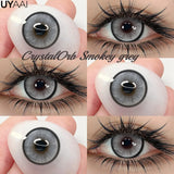 Yeknu  2PCS Color Contact Lenses with Prescription Natural Blue Contact Lens Brown Pupils Beauty Eyes Lenses CrystalOrb Series