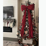 Yeknu  50x180cm Super Large Wine Red Velvet Christmas Bow Xmas Tree Bowknot Pendant Ornaments DIY Wedding New Year Party Decor Gifts