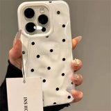 Yeknu  Ins Polka Dot Soft Ultra Slim Case for iPhone 15 16 17 Pro Max 14 Plus Wave Point Pattern Shockproof TPU Cover for iPhone 17Pro