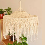 Yeknu  Macrame Lampshade Tapestry Bed Curtain Bohemia Tapestry Handmade Wall Hanging Tassel Pendant Artistic  Boho Decor