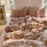 Yeknu  Ins Princess Bedding Set Simple Floral Duvet Cover Pillowcases Flat Sheet Single Twin Double Queen Size Home Decor Bed Linen Set