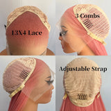 Yeknu  Light Pink Long Silky Straight 13X4 Lace Front Synthetic Wigs for Women Natural Hairline Heat Resistant Fiber Party Cosplay Use