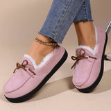 Yeknu  Slippers warm women's men couple bow round head all-inclusive home wear cotton shoes outside wear thickened women
