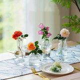 Yeknu  8/16 Pieces of Modern Transparent Glass Vase Set, Small Mini Flower Center Vase, Hand-Decorated Cute Short Window Home Decoration, Wedding Reception Table Single Rose Vase