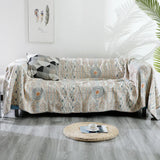 Yeknu  Bohemian Cotton Muslin Sofa Cover Reversible All Season Versatile Soft Furniture Protector Summer Quilt Couch Use