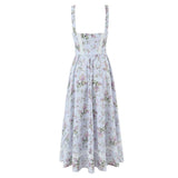 Yeknu  Summer Sleeveless Bohemian Retro Print Dress With Lace Slim Fit A-Line Midi Dresses Women Casual Beach Vacation Beach Dress