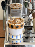 Yeknu  Blue Striped High Borosilie Glass Cup Summer High Aesthetic Value Ice American Cold Brew Juice Cup Latte Glass Cup