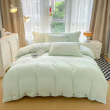 Yeknu  Queen Double Size Bedding Set Pillowcase Trendy Live Stream Button Washed Cotton Skin Friendly Breathable Modern Home Collection