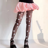 Yeknu  Y2K Polka Dot Stockings Women Tights With Polka Dot Print Summer 30D Ultra-thin Translucent Spicy Girl Sheer Pantyhose