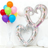 Yeknu  40 inch Large Heart Foil Balloon with Bow, Red Hook Heart Shape For Valentine's Day Wedding Engagement Bachelor's Party Decor