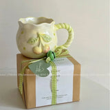 Yeknu Cute Cherry Ceramic Mug, Small Niche Design, Water Cup with Gift Box, Household Drinking Set, Kitchen,Dining and Bar Gift