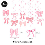 Yeknu  Pink Bow Birthday Decorations Pink Heart Star Foil Balloons Girls Women Bow Party Coquette Birthday Decors Baby Shower Supplies