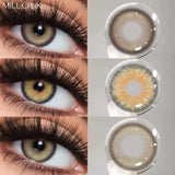 Yeknu  1Pair New Myopia Colorld Contact Lenses With Degree Cleopatra Series 2.0 Lenses Natural Brown Big Eyes Gray Contacts