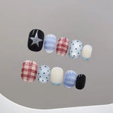 Yeknu  10pcs Handmade Press on Nails Sweet Cool y2k Short Cute Fake Nail Tips Wearable Reusable Ins Simple Korean Style False Nails