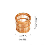 Yeknu  Retro bamboo woven ins makeup brush storage tube, woven pen holder, high beauty dressing table desktop multifunctional storage