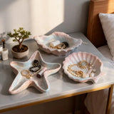 Yeknu  Nordic Style Gypsum Jewelry Tray Shell Conch Vanity Table Organizer Jewelry Display & Dessert Serving Plate