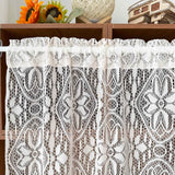 Yeknu  1Pc,Chic French Retro Romantic Lace Curtain with Tassels Geometric Embroidery, Rod Pocket Design for Living Room & Bedroom Decor