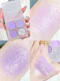 Yeknu  4-Color Eyeshadow Palette Cut Off Eye Makeup Purple Green Eye Shadow Glitter Pearly Colorful Eyeshadow Korean Eye Makeup Palette