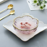 Yeknu  Ice powder bowl creative Japanese bird's nest dessert sugar water white fungus soup tray Phnom Penh cherry blossom glass bowl1Pc