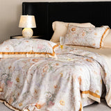 Yeknu 82% lyocell, 8% silk and 10% nylon soft silky flowers digital printing bedding set duvet cover flat/fitted bed sheet pillowcases