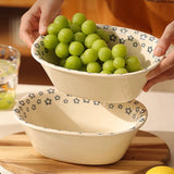 Yeknu  Creative Oval shape Rice Bowls, Thickened Ceramic Home Kitchen Restaurant Supplies, Cute Breakfast Dessert Fruit Salad Bowl, 1Pc
