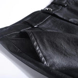 Yeknu  Plus Size Pu Faux Wide Leg Ankle-length Pants Women Baggy Black Shiny High Waist Womens Loose Pant Korean Trousers