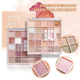 Yeknu  25 Color Eyeshadow Palette Waterproof Matte Glitter Long Lasting Blendable Multi Look Day Night Party Makeup