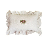 Yeknu with Lotus Frill French Lace Pillow Cover Washed Material Comfortable Embroidered Cushion Cover Soft Pillow Shell Bedroom