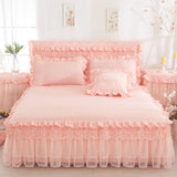 Yeknu  1 Piece Lace Bed Skirt +2pieces Pillowcases bedding set Princess Bedding Bedspreads sheet Bed For Girl bed Cover King/Queen size