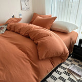 Yeknu  Bed Linen Solid Cotton Bedding Set with Sheet Duvet Cover Pillowcases Single Couple Bedsheet King Queen Double Twin Size