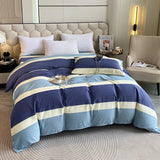 Yeknu  Japanese 100% Cotton Brushed Single Duvet Cover Striped Plaid Quilt Cover for Dorm Home Skin-Friendly Bedding for All Seasons