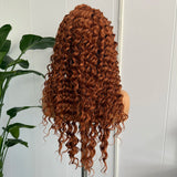 Yeknu  Ginger Orange Long Curly Lace Wig Cosplay Wig Halloween Synthetic Long Hair Role Play Wig for Women Girls Lace Front Wig