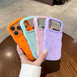Yeknu  Fashion Wave Point Matte Candy Color Slim Case for iPhone 16 17 Pro Max Polka Dot Soft Silicone Shockproof Ultra Thin Cover
