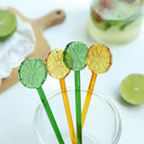 Yeknu  Colorful Lemon Heat-resistant Glass Stirrer Coffee Mixing Stick Honey Spoon, creative ins Style Juice Stirrer