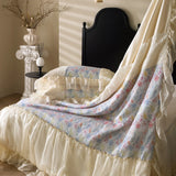Yeknu 100% Long-Staple Cotton Bedding Set Gorgeous Floral Romantic Skirt Bed Sheet Set Pillowcase Queen King Double Size Bed Linen Set
