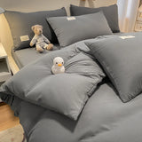 Yeknu  European Bedding Set with Checkered Print Comfortable Breathable Fitted Sheet Duvet Cover Pillowcase Single Queen Size Bed Linen