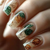 Yeknu 24Pcs Mid-length French Pink Square Head Press on False Nails Flash Drill Wearable Finished Manicure Full Cover Nail Tips