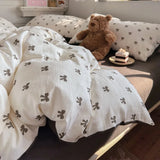 Yeknu  new aerobic three-layer yarn printing four-piece set skin-friendly and soft four-piece set of bedding in student dormitory