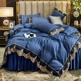 Yeknu  Lace edge bed skirt bed cover matte four piece set, 1.5m 1.8m European style thickened version
