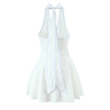 Yeknu  Jastie Sexy Simple Halter White Mini Dress Women Cotton Low Waist A-line Backless Dresses Party Robe Summer Vestidos