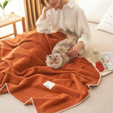 Yeknu solid color waffle double-layer composite blanket, soft waxy stroking cats blanket summer quilt air-conditioning blanket