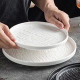 Yeknu  Creative Light Luxury Nordic Black/White Stone Texture Ceramic Tableware Restaurant Home Hotel Supplies Shallow Dinner Plate 1Pc